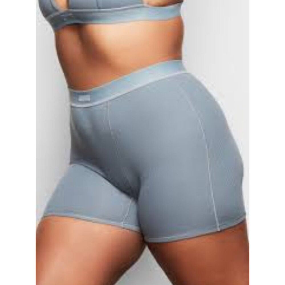 Skims Gray Mineral Ribbed High Waist Boxer Short NEW S